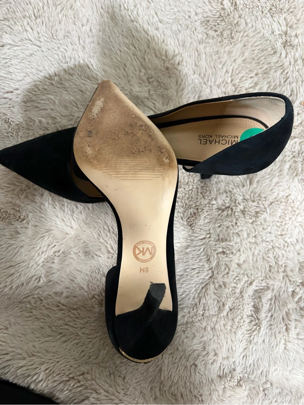 Michael Kors Black Suede Pointed D'Orsay Heels